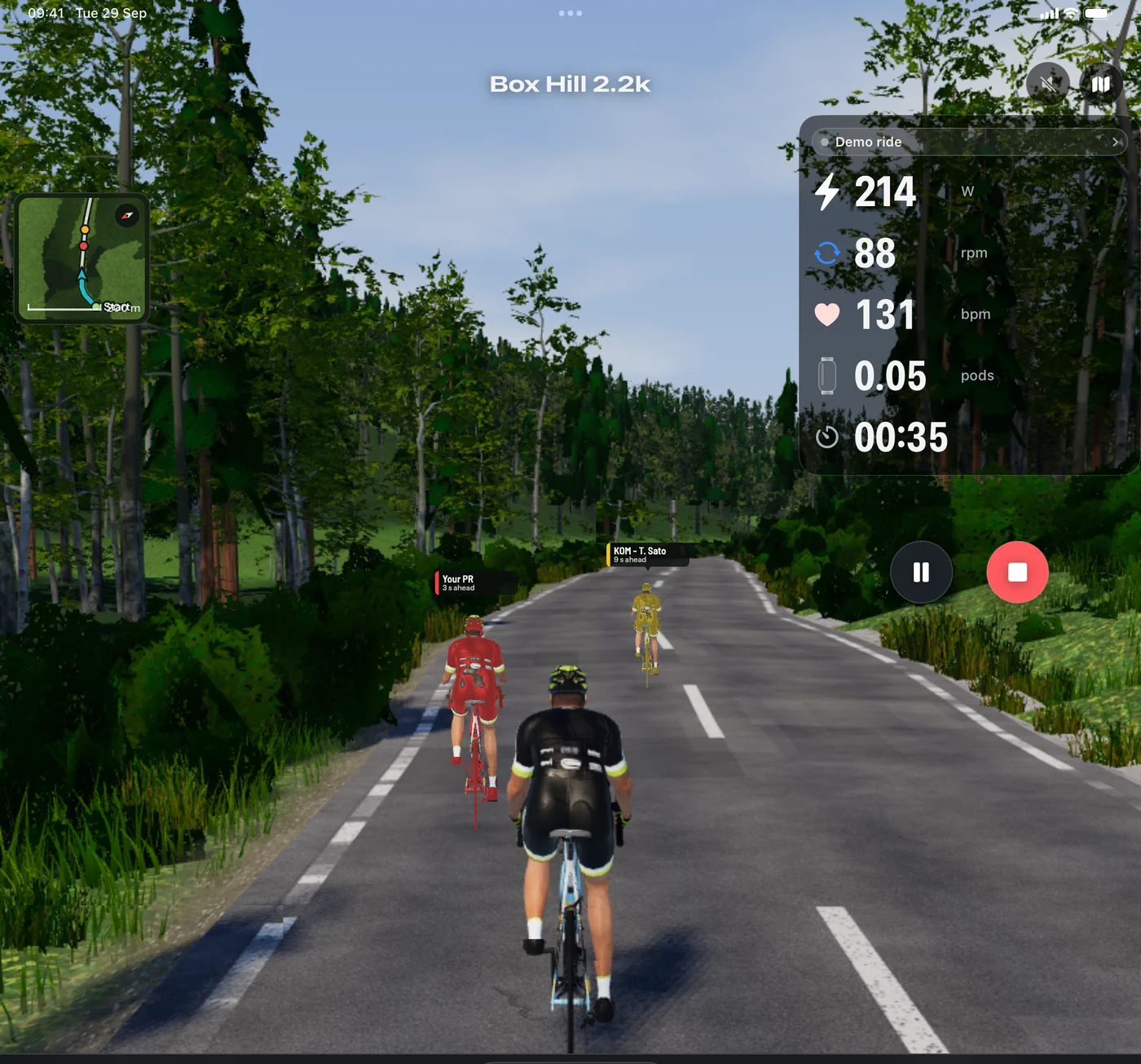 Riding Box Hill in 3D in Tarmac, with ghost riders ahead